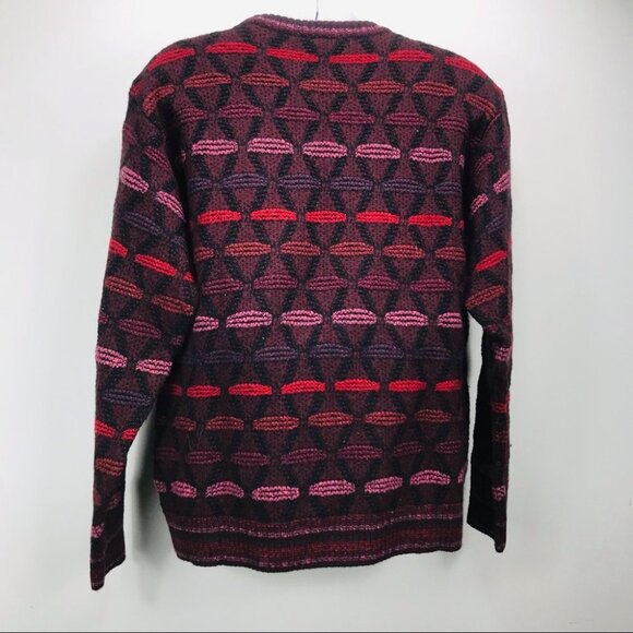 Galilei Made in Italy wool Crew Neck Knot Burgundy sweater Women size M - Picture 13 of 14